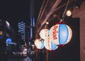 OKINAWA, JAPAN - AUG 31, 2019 : Okinawa Beer Orion Local Bar Japan Restaurant shop Light decoration