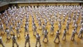 Okinawa, Japan - july 11, 2012: IOGKF World Budo sai. Group of people practicing karate kata.