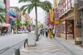 Street view of Kokusai Dori Shopping Street at evening light in Naha, Okinawa, Japan Royalty Free Stock Photo