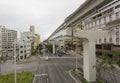 Yui Rail or Okinawa Urban Monorail running on track at twilight in Okinawa, Japan Royalty Free Stock Photo