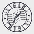 Okinawa, Japan Stamp Postal. A Map Silhouette Seal. Passport Round Design. Vector Icon Design Retro Travel.