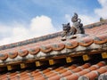 OKINAWA Lion on Ryukyu architecture Roof Art Okinawa island Japan