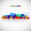 Okinawa skyline silhouette in colorful geometric style.
