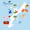 Okinawa travel map with local specialties Royalty Free Stock Photo