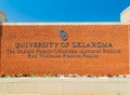 Sunny view of the The Gaylord Family Oklahoma Memorial Stadium sign of University of Oklahoma