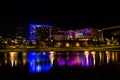 Oklahoma City downtown buildings illuminated at night Royalty Free Stock Photo