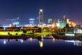 Oklahoma City Skyline at Dusk with Buildings Reflected in Water Royalty Free Stock Photo