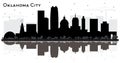 Oklahoma City Skyline Silhouette with Black Buildings and Reflections Isolated on White Royalty Free Stock Photo