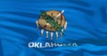 Oklahoma flag on fabric texture,retro vintage style