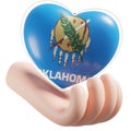 Oklahoma flag with heart hand care