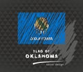 Oklahoma flag, vector sketch hand drawn illustration on dark grunge background