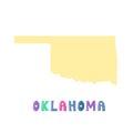 Oklahoma map isolated. USA collection. Map of Oklahoma - yellow silhouette