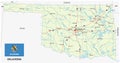 Oklahoma road vector map with flag Royalty Free Stock Photo