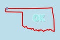 Oklahoma US state bold outline map. Vector illustration