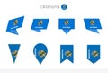 Oklahoma US State flag collection, eight versions of Oklahoma vector flags