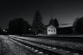 Okna, Ceska Lipa district, Czech republic - October 13, 2017: small train station in autumnal evening