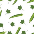 Okra, ochro, ladies fingers. Seamless Patterns Royalty Free Stock Photo