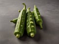 Fresh Okra. Fresh raw okra isolated on white background, horizontal with copy space