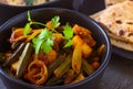 Okra stew curry with roti