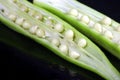 A okras in half Royalty Free Stock Photo