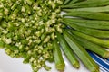 Okra, Okro Ila freshly rinsed and diced and ready for use Royalty Free Stock Photo