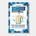 Poster Template of Oktoberfest Beer Party. Bavaria pattern on Background. Oktoberfest means Beer festival in Germany. Vector illus Royalty Free Stock Photo