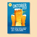 Poster Template of Oktoberfest Beer Party. Bavaria pattern on Background. Oktoberfest means Beer festival in Germany. Vector illus