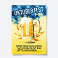 Poster Template of Oktoberfest Beer Party. Anti gravity style and corn with bavaria on Background. Oktoberfest means Beer festival Royalty Free Stock Photo