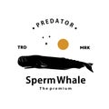 sperm whale logo vector outline silhouette art icon Royalty Free Stock Photo