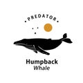 humpback whale logo vector outline silhouette art icon Royalty Free Stock Photo