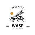 wasp logo vector outline monoline art icon