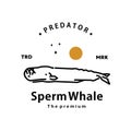 sperm whale logo vector outline monoline art icon Royalty Free Stock Photo