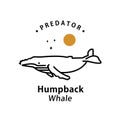 humpback whale logo vector outline monoline art icon Royalty Free Stock Photo