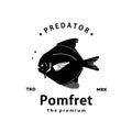 pomfret fish logo vector outline silhouette art icon Royalty Free Stock Photo