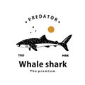 whale shark logo vector outline silhouette art icon Royalty Free Stock Photo