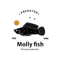 molly fish logo vector outline silhouette art icon Royalty Free Stock Photo