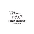 walking horse line art outline hipster