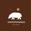 animal hipopotamus natural logo vector icon silhouette