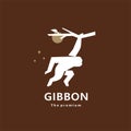 animal gibbon natural logo vector icon silhouette Royalty Free Stock Photo