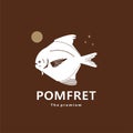 animal pomfret natural logo vector icon silhouette Royalty Free Stock Photo