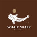 animal whale shark natural logo vector icon silhouette Royalty Free Stock Photo