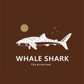 animal whale shark natural logo vector icon silhouette Royalty Free Stock Photo