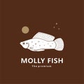 animal molly fish natural logo vector icon silhouette Royalty Free Stock Photo