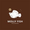 animal molly fish natural logo vector icon silhouette Royalty Free Stock Photo