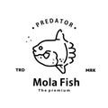 vintage retro hipster mola fish logo vector outline monoline Royalty Free Stock Photo