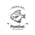 vintage retro hipster pomfret logo vector outline monoline Royalty Free Stock Photo