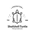 vintage retro hipster shofshell turtle logo vector outline monoline