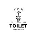 Toilet line hipster logo bowl sanitaryware vector bathroom