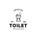 Toilet line hipster logo bowl sanitaryware vector bathroom