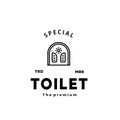 Toilet line hipster logo bowl sanitaryware vector bathroom